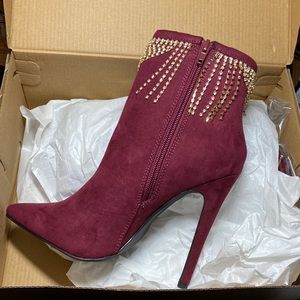 Tassled, Marroon Cordovan Heeled Booties